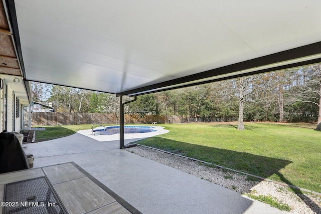 view of patio with a fenced backyard and a fenced in pool