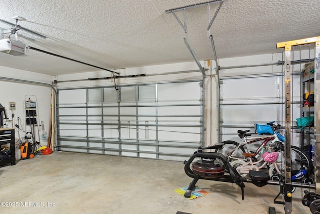 garage with a garage door opener