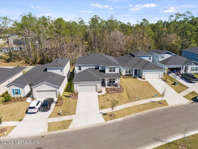 drone / aerial view with a residential view