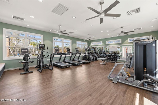 gym with visible vents and wood finished floors