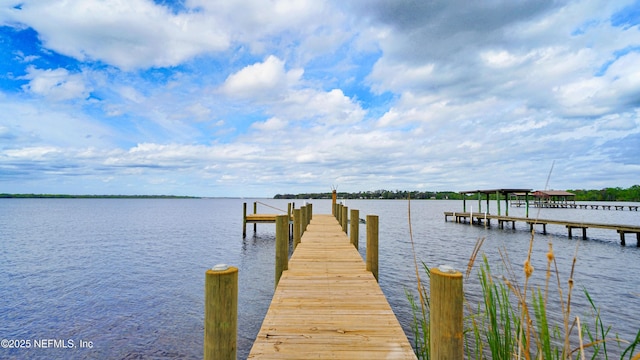 view of dock featuring a water view