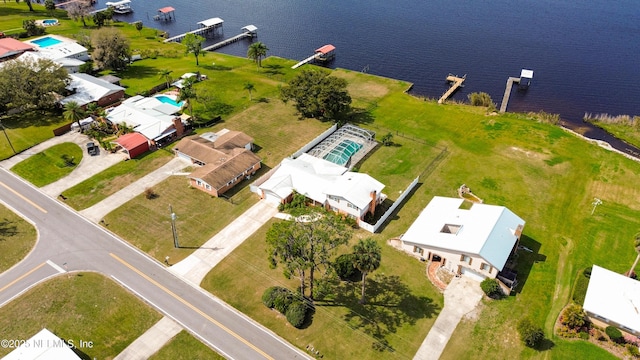 bird's eye view featuring a water view