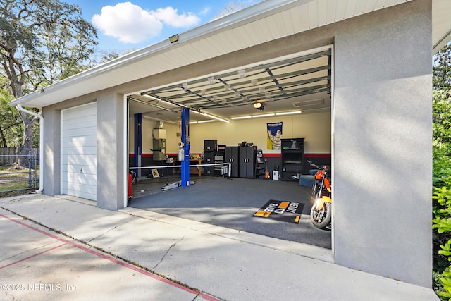 view of garage