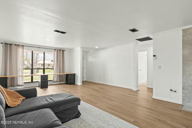 2204 Chablis Ct W, Orange Park, FL 32073 - living room with visible vents, a textured ceiling, baseboards, and wood finished floors