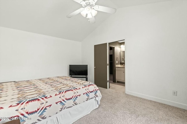 2204 Chablis Ct W, Orange Park, FL 32073 - bedroom with lofted ceiling, ceiling fan, baseboards, and light colored carpet