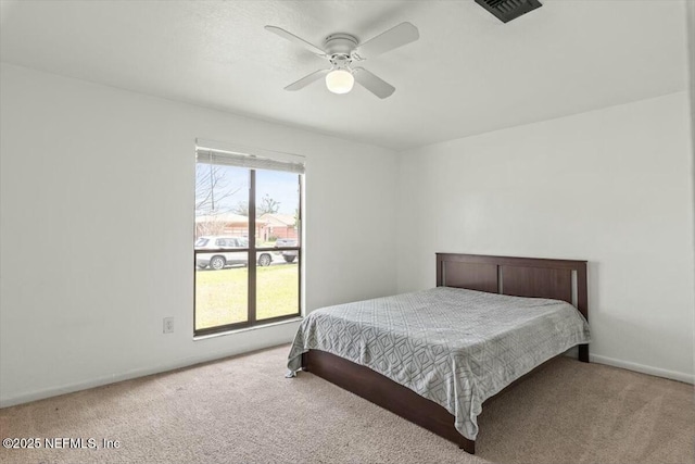 2204 Chablis Ct W, Orange Park, FL 32073 - bedroom with baseboards, visible vents, ceiling fan, and carpet flooring