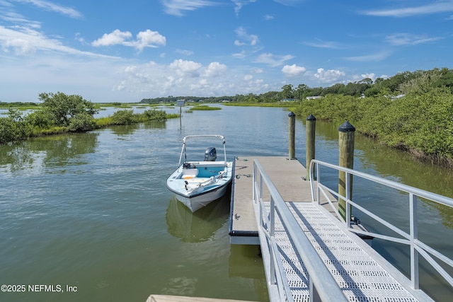 view of dock featuring a water view