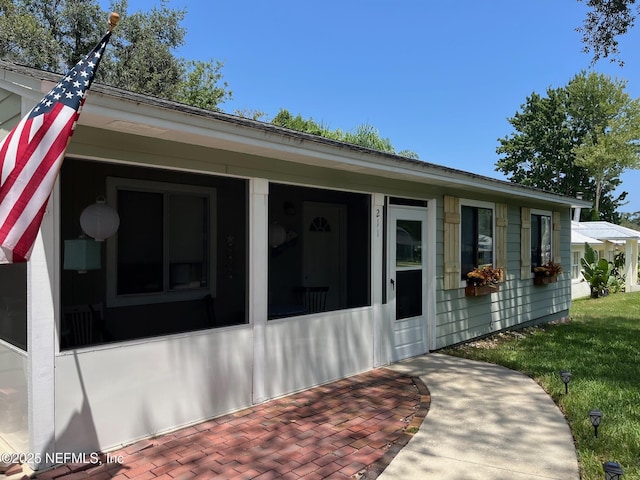 view of front of home with a patio