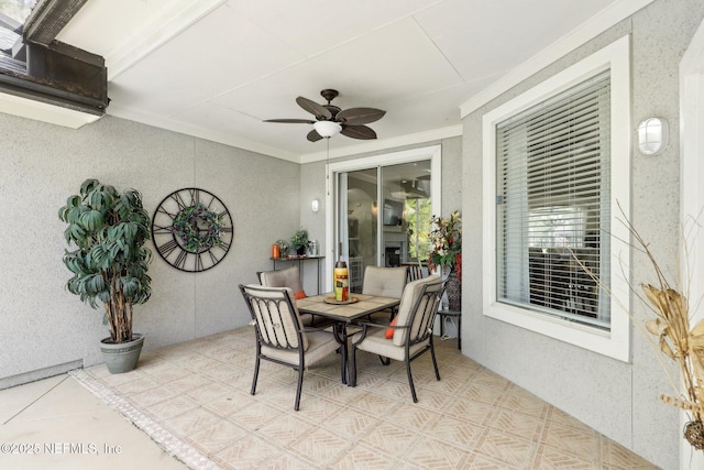 view of patio / terrace featuring ceiling fan and outdoor dining area