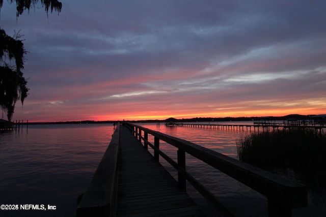 view of dock featuring a water view