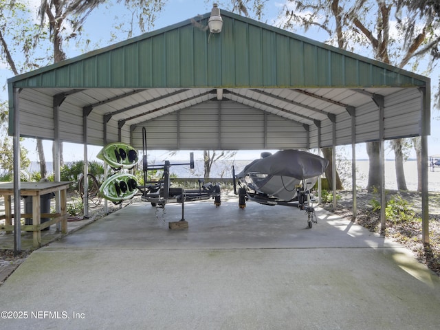 view of parking with a carport