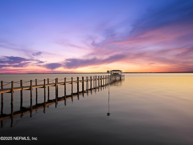 view of dock featuring a water view