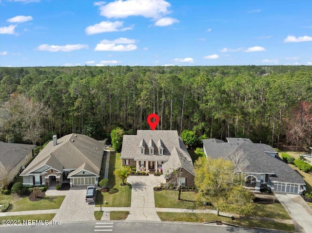 aerial view with a forest view