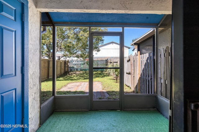 view of unfurnished sunroom