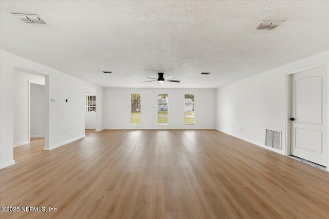 unfurnished living room with light wood-style flooring and visible vents