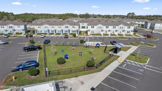 aerial view with a residential view