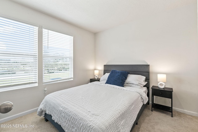 bedroom with carpet floors and baseboards