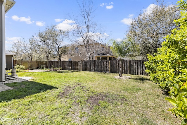 view of yard with a fenced backyard