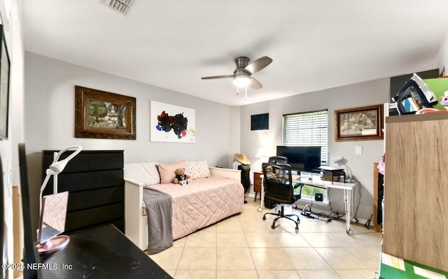 bedroom with visible vents and light tile patterned flooring