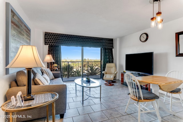 view of tiled living room