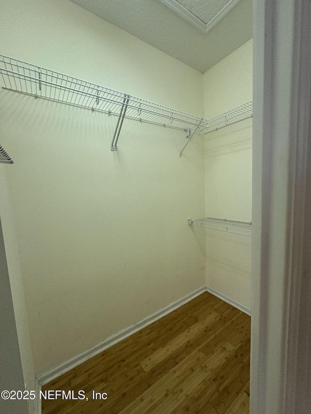 spacious closet with wood finished floors