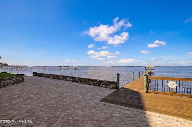 view of dock featuring a water view