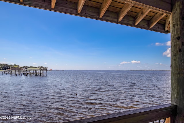 water view with a boat dock