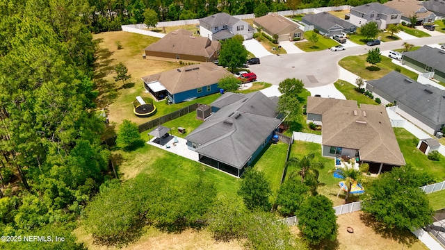 drone / aerial view with a residential view