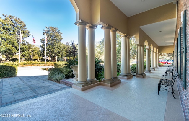 view of patio featuring a porch