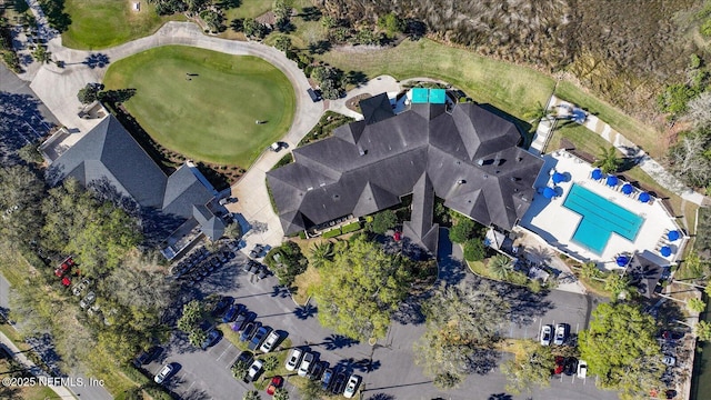 bird's eye view with golf course view