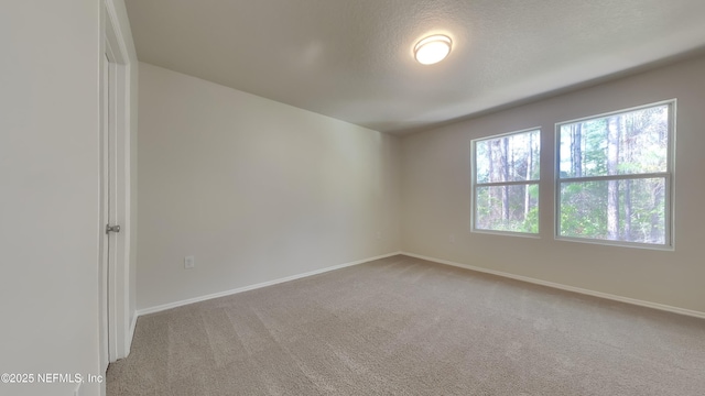 carpeted empty room featuring baseboards and a textured ceiling