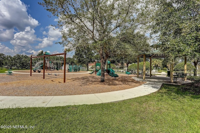 community playground with a lawn