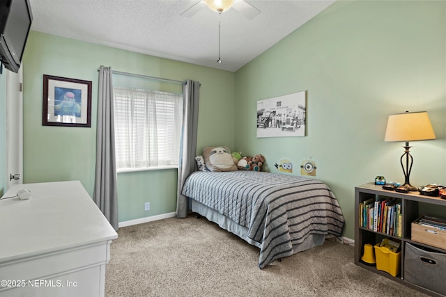2211 1st St S, Jacksonville Beach, FL 32250 - bedroom featuring carpet, a textured ceiling, baseboards, and lofted ceiling