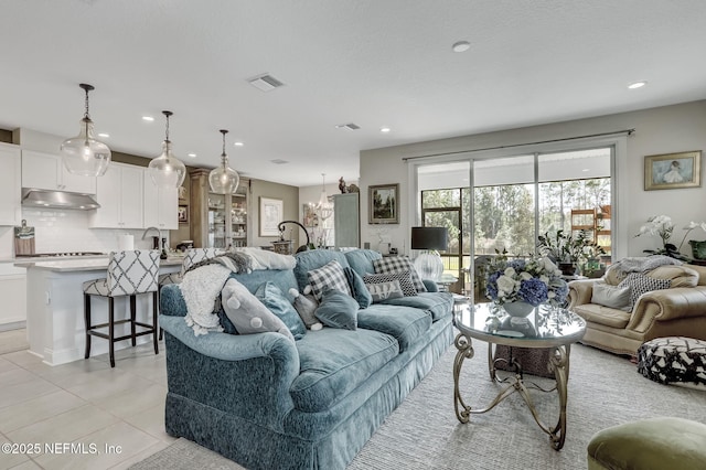 11334 Newtonian Blvd, Jacksonville, FL 32256 - living area featuring recessed lighting, visible vents, and light tile patterned floors