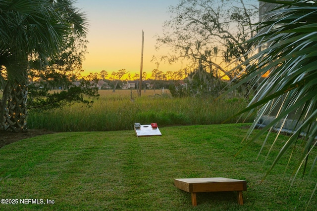 view of yard at dusk