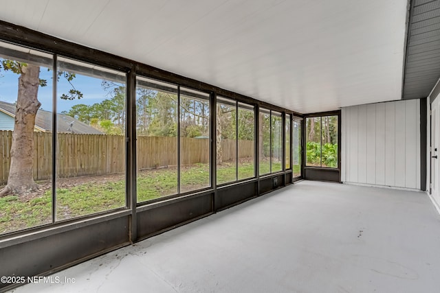 view of unfurnished sunroom