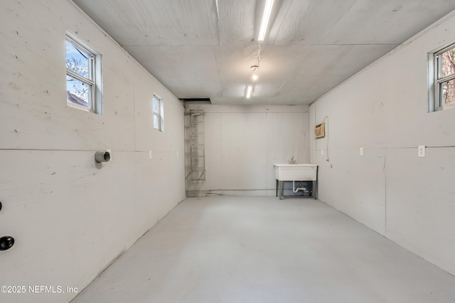 basement with a sink