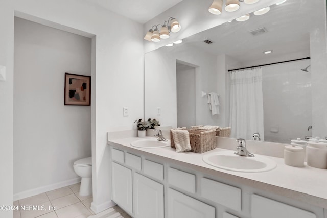 bathroom with visible vents, tile patterned flooring, a sink, and toilet