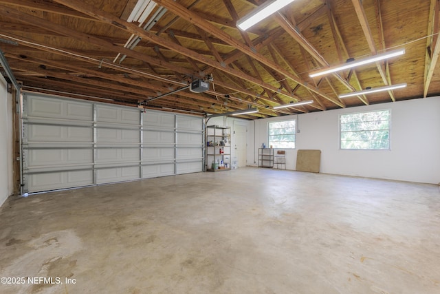 garage with a garage door opener