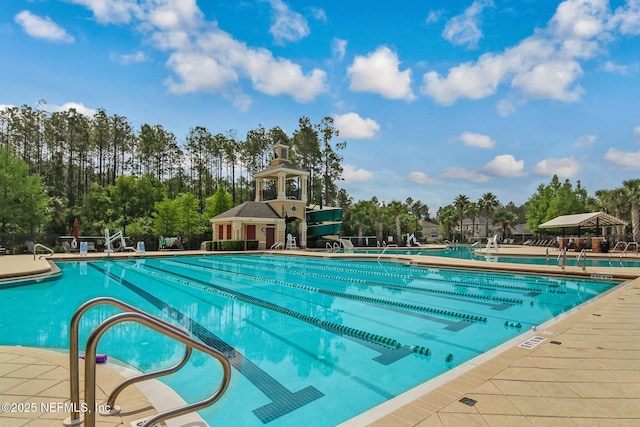 community pool with a patio