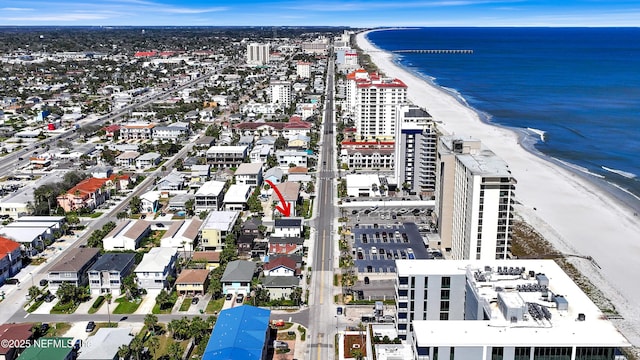1308 1st St S, Jacksonville Beach, FL 32250 - birds eye view of property with a water view, a view of city, and a beach view