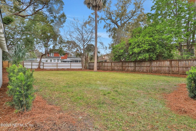 view of yard featuring a fenced backyard