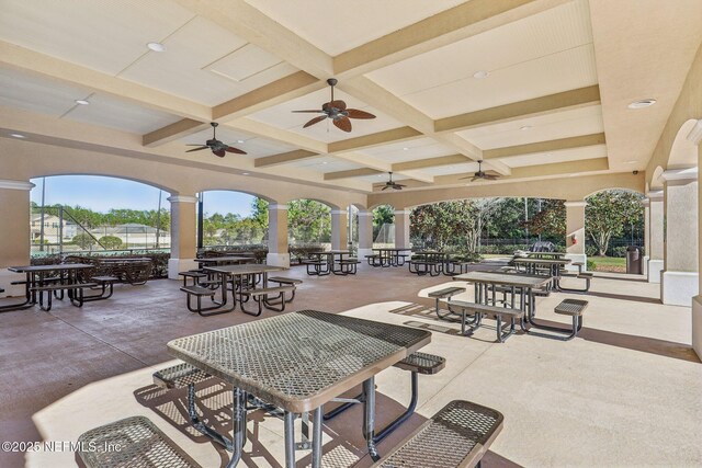 view of patio / terrace featuring a ceiling fan