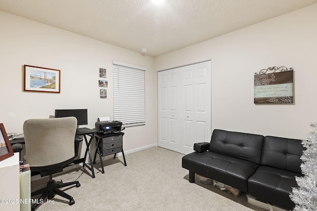 439 Coastline Way, Saint Augustine, FL 32092 - home office featuring baseboards, a textured ceiling, and light colored carpet