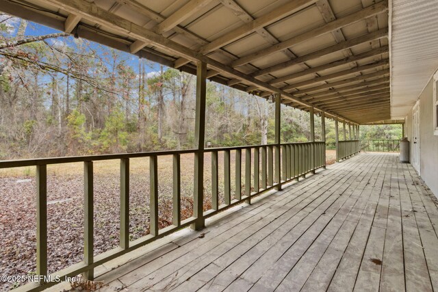 deck with a view of trees