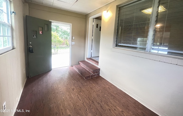 doorway with wood finished floors