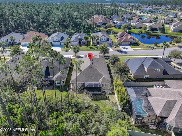 drone / aerial view with a residential view