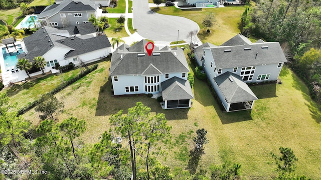 aerial view with a residential view