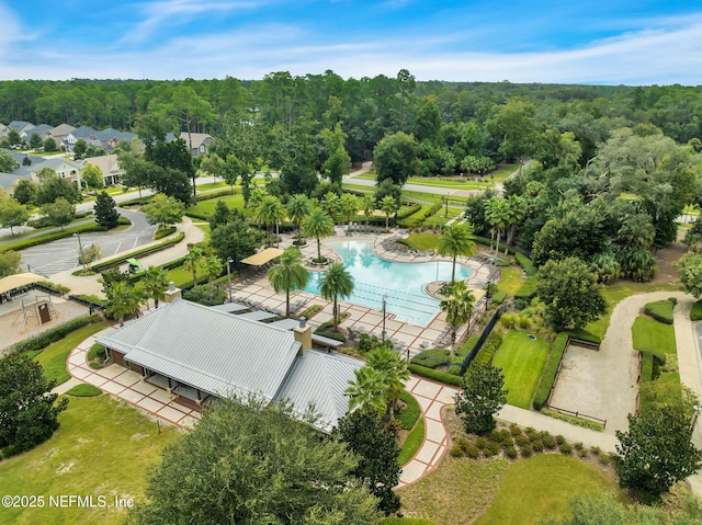 bird's eye view with a forest view