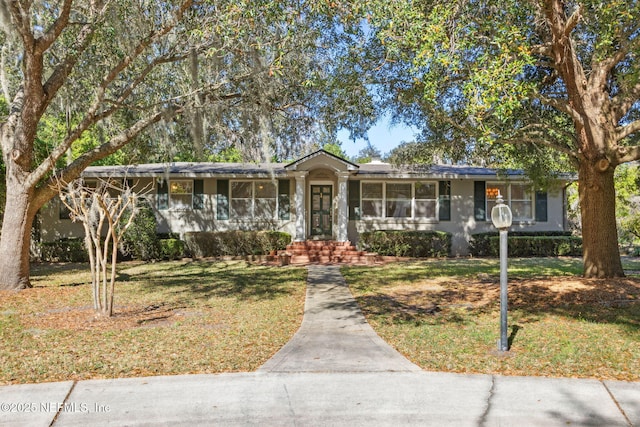 ranch-style house featuring a front yard